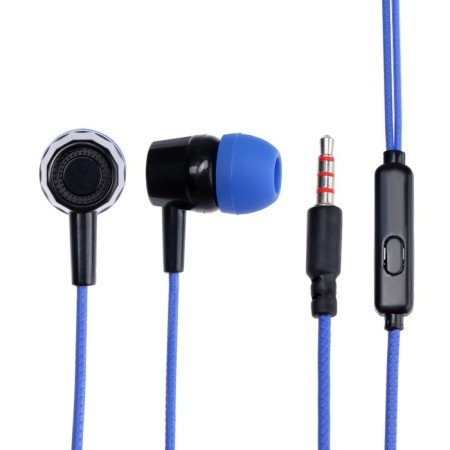 Headphones Krutoff HF-J69, vacuum, microphone, 106 dB, 16 Ohm, 3.5 mm, 1 m, blue
