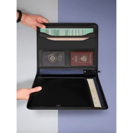A4 lightning folder, 2 departments, calligrata, 350 x 282 x 33 mm, plastic, 4 pockets, business class, blue metallic-1