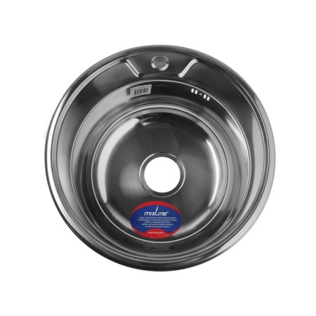 Kitchen sink Mixline 528183, mortise, thickness 0.6 mm, 49x49x18 cm, issue. 3 1/2 ", with Siphon