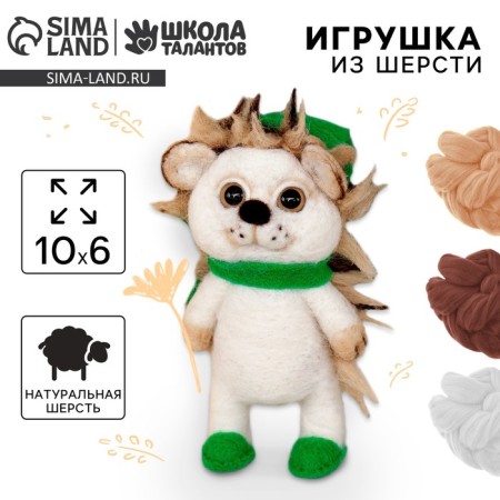 Set for creativity. A toy made of wool "Hedgehog in a hat"