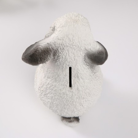 The piggy bank "Rabbit No. 4 is white with black tips" height 17.5 cm, width 11.5 cm, length 11.5 cm.-5