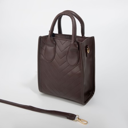 Bag Women's Tout with zipper, brown color-2
