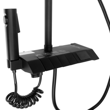 The shower system Zein Z3897, upper and vaporing watering can, PVC hose, temperature screen, black-10