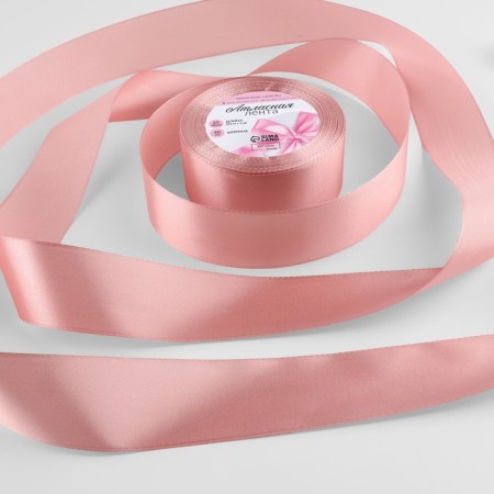 Satin tape, 40 mm × 23 ± 1 m, color pink gold No. 146