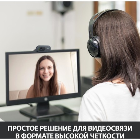 Camera Web Logitech HD Webcam C270 Black 0.9mpix (1280x720) USB2.0 with a microphone (960-000999 10045-1
