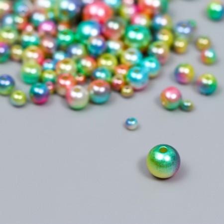 Beads for creativity plastic "Round. Gradient. Rusalka Green Assorted" D = 3-8mm, nr 10gr-1