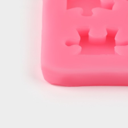 Mold "Puzzles", silicone, 7 × 7 × 1 cm, pink color-3