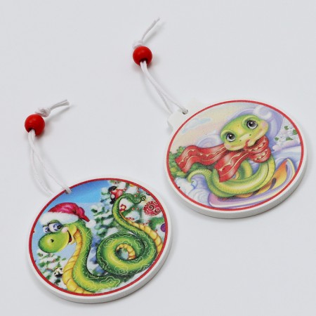 New Year! Set of suspensions in a wooden gift package, 12 pcs.-4