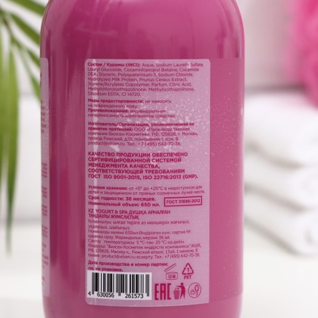 Cream-Gel shower Vilsen Yogurt & SPA "Exquisite softness", cherry + yogurt, 650 ml-3