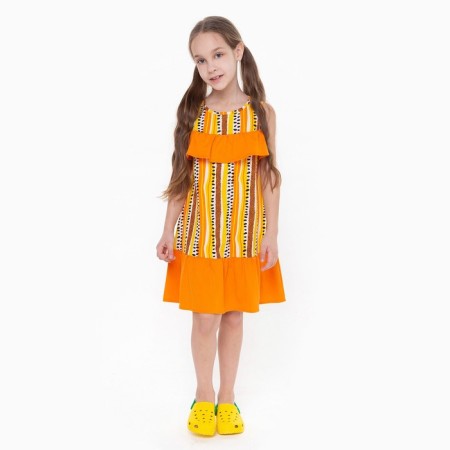 Sarafan for the girl, the color is light beige/orange, height 122 cm-3