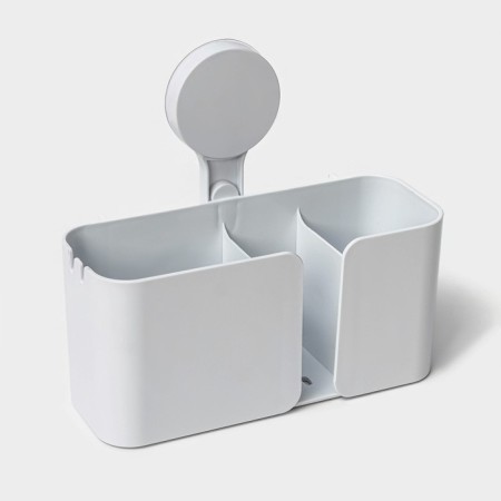 Holder for bathrooms on Velcro of Dolyan, 21 × 19 × 9 cm, white color-5