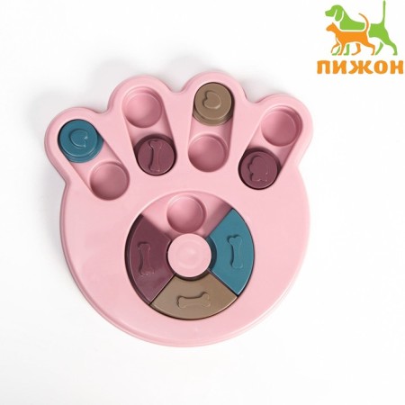 Intellectual toy for goodies "paw", 14 x 13.5 x 3 cm, pink