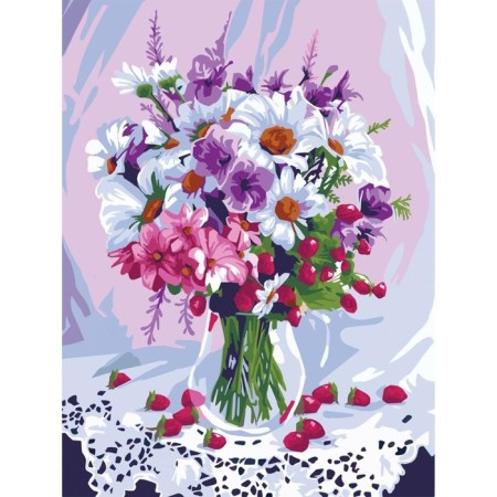 Diamond mosaic with full filling on the canvas "Bouquet", 30 x 40 cm-1