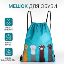 Bag for shoes on the lace, the color is turquoise