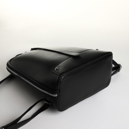 City backpack of artificial leather with lightning, black color-4
