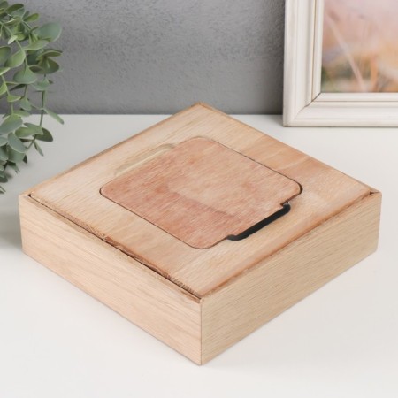 Casket wood for painting "Square" 20.5x20.5x5 cm-3