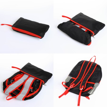 Tourist backpack 25l, folding, waterproof, with lightning, 4 pockets, black color-5