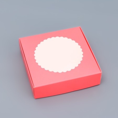 Gift box team with a window, pink, 11.5 x 11.5 x 3 cm-2