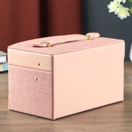 Casket to the leatherette for decorations chest "Pink" combined 13x15x21.5 cm-3