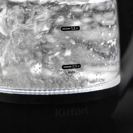 Electric kettle KitFort KT-6199, glass, 2 l, 1850-2200 watts, black and white-4