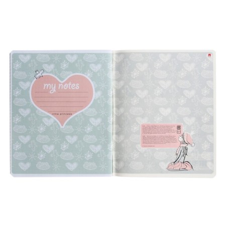 Notebook of 48 sheets in the “Girl and Unicorn” cage, covered cardboard, matte lamination Soft Touch, mix-8
