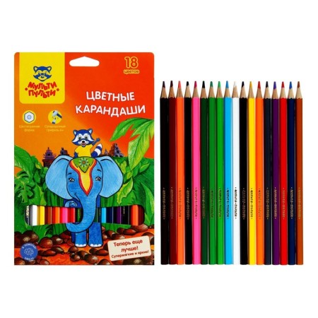 Pencils 18 colors of multi-bullets, "raccoon in India", colored-1