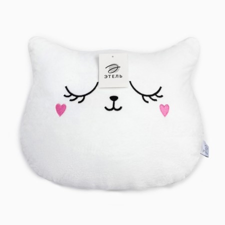 Decorative Ethel Pillow "Cat", white color, 48x38cm, velor, 100% polyester-4