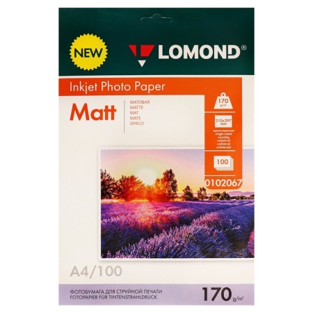 Photo paper for jet print A4, 100 sheets Lomond, 170 g/m2, one -sided, matte