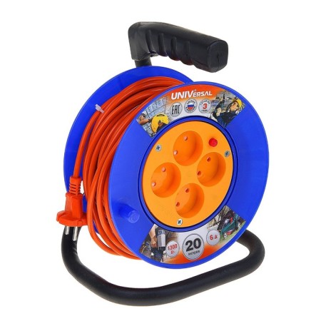 An extension cure on the coil Universal U6-014 (190), 4 sockets, 20 m, thermo PVS 2x0.75