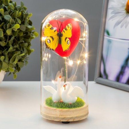 Network Sobel "Butterfly and Swans" LED from batteries LR44 8x8x19 cm Risalux-1