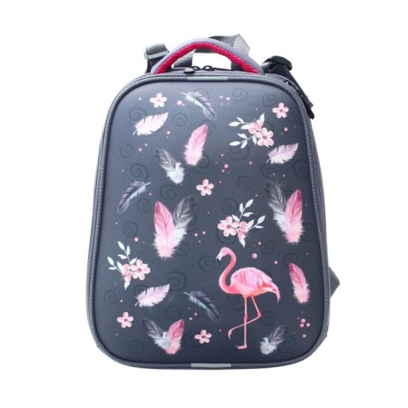 School backpack 38 x 30 x 16 cm, ergonomic back, stavia "flamingo" multicolor/gray-3