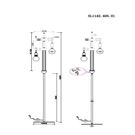 Floor lamp EVOLUCE. SL1142.405.01. Bagetti. 2x60 watts, E27, 24x26x160 cm, black color, light wood-8