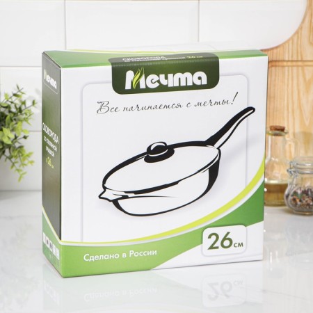 Granite pan, d = 26 cm, removable handle, glass cover, anti -stick coating, brown color-9
