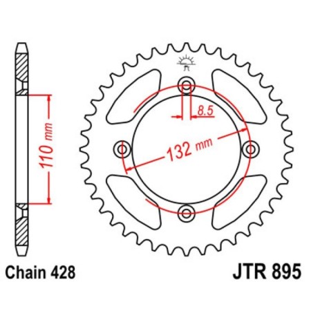 Leading star, jt sprockets R895-49, chain 428, 49 teeth