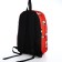 A backpack with a zipper, the color is red