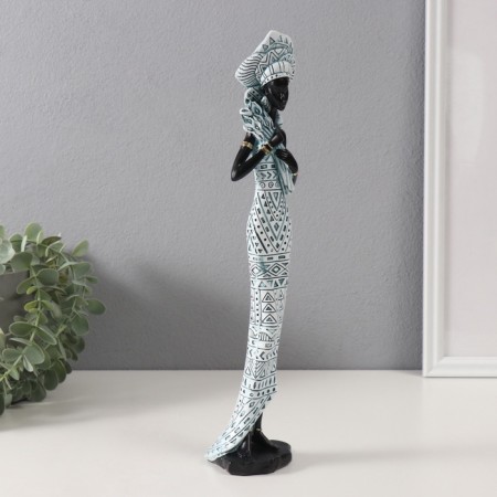 Polystone souvenir "African in gel, with a bouquet" Geometric patterns, blue 7.5x6.5x33.5 cm 103234-1