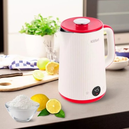 Electric ketter KitFort KT-6197-1, plastic, Metal flask, 1.5 l, 1500 watts, white-red-5