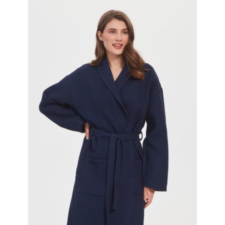 Unisex bathrobe Pamira, size l, blue color-14