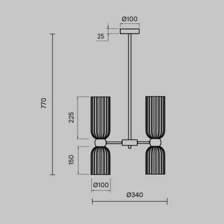 Suspension lamp Maytoni Mod302PL-06W, E14, 6x40 W, 340x340x770 mm, gold-4