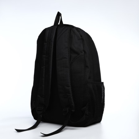 Young backpack from textiles with lightning, 4 pockets, black/red color-3