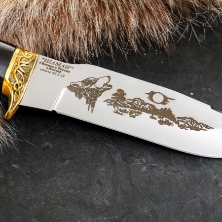 Caucasian knife "Shaman" with a scabbard, Garda -Latun, steel - 65x13, hilt - grab-3