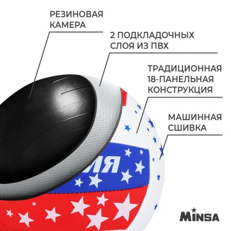 Volleyball Minsa, PVC, machine stitching, 18 panels, p. 5-2