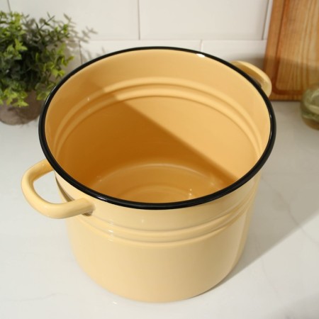 Cylindrical pan, 9 l, induction, without decor, beige color-4