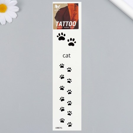 Tattoo on the body Black "Cat Paws" 20.8x4.7 cm
