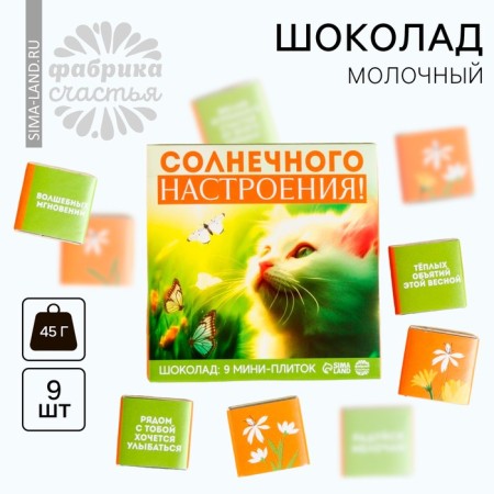 Milk chocolate “Sunny mood”, 45 g (9 pcs x 5 g).