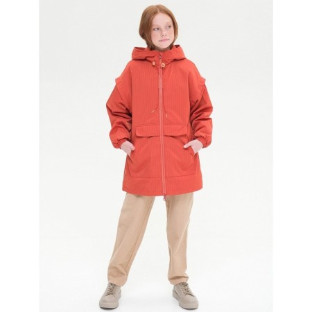 Windbreaker for girls, height 122 cm, terracotta color-7