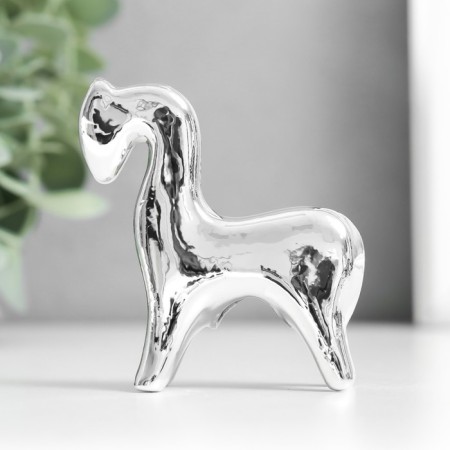 Souvenir ceramics "Horse with a head lowered" silver 2.5x6.5x7 cm-1