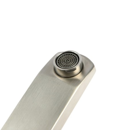 Zein bath mixer, square, short surge, with a shower set, stainless steel. Steel, satin-8