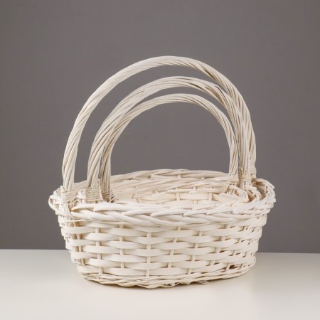 Set of wicker baskets, 47x39x17/43, 40x32x15/38, 33x25x13/33 cm, 3 pcs., Bely, Ivas-2