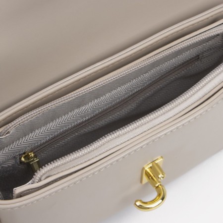 Lightning bag bag, external pocket, long belt, beige color-2